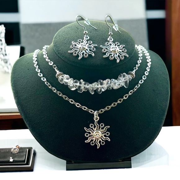 Silverskylight | Jewelry | Set Crystal Quartz Double Layer Sun Necklace ...